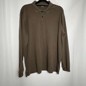 Orvis Mens Long Sleeve Polo Shirt Brown L Classic Fit Casual Comfort Hiking Gorp